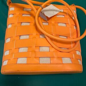 Spacious and Stylish Orange Weave Bag—Welcome Fall in Style ( NWT)